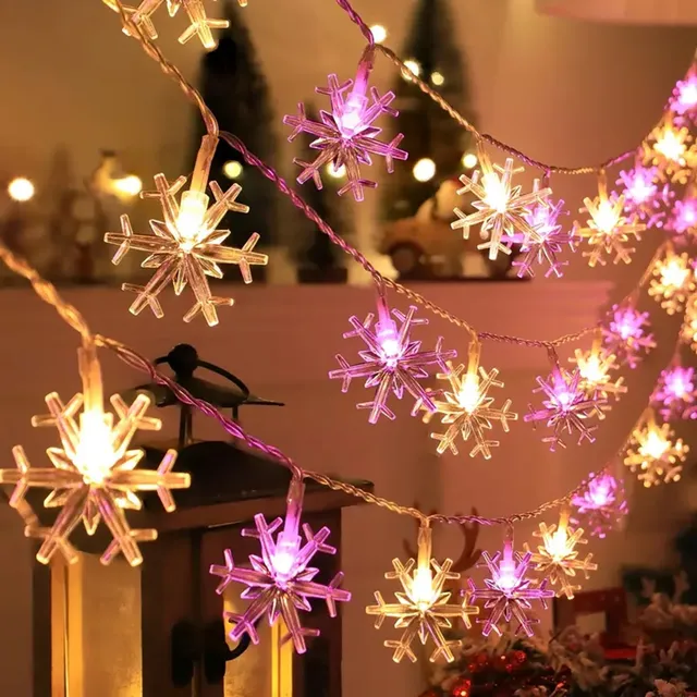 1pc LED Christmas Snowflake String Light Indoor & Outdoor Hanging Decorative Lighting Fairy Atmosphere Lamp For Garden Party 4