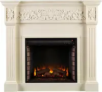 Calvert Electric Carved Floral Trim Fireplace 44.5" W X 14.5" D X 40.25" H Ivory Expediency Durable Living Room or Dining Room 2