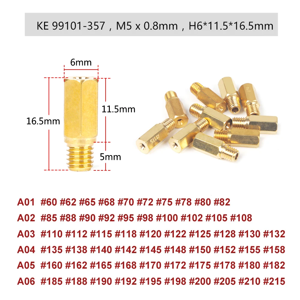 

10pcs/Set Motorcycle Carburetor M5 Main Jets Carb Parts For Keihin OKO/KOSO/PWK/BD/CRS/ FCR/FCR-MAX/PD/PE/ PJ/PWM,KE 99101-357