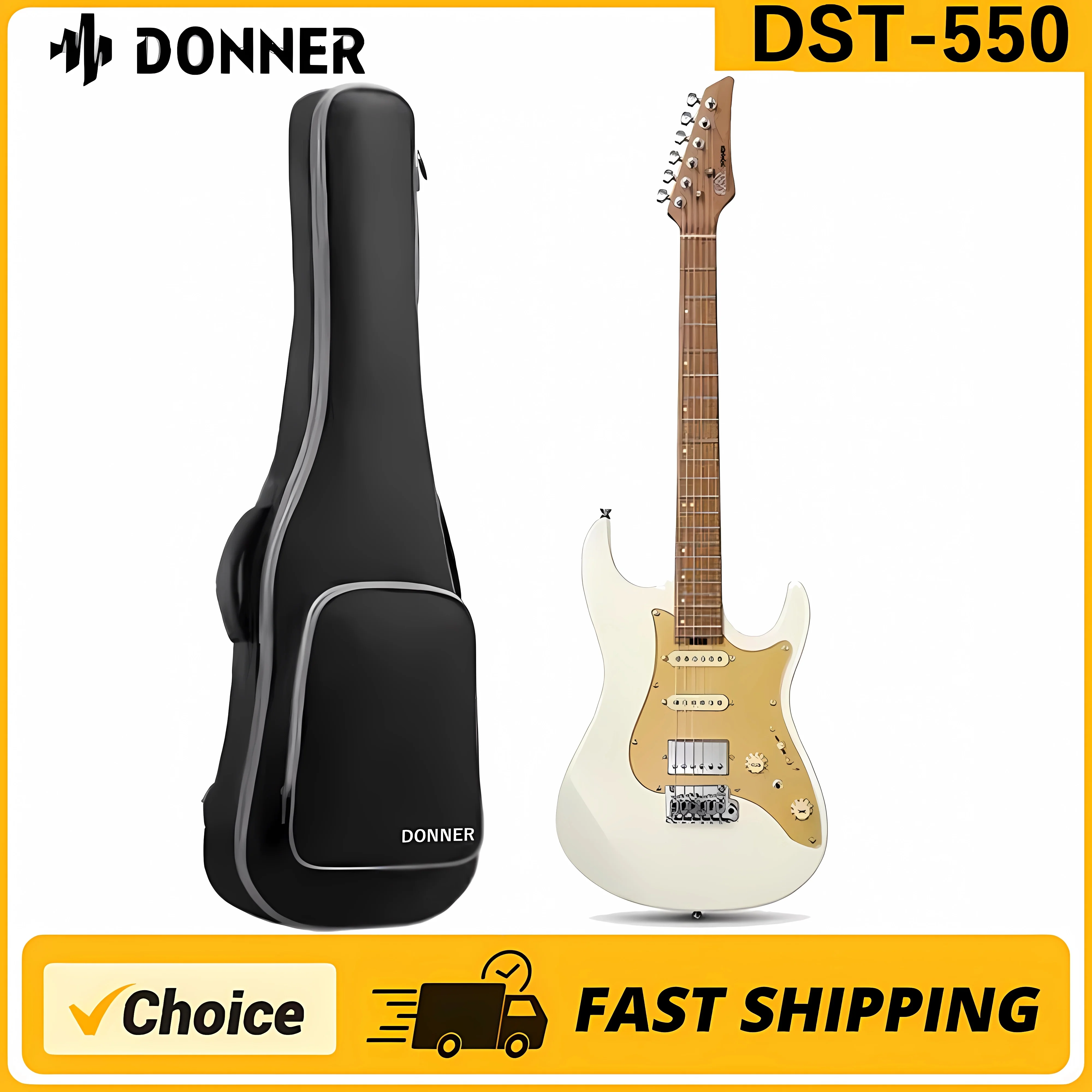 Donner 39 Inch Electric Guitar, DST-550 Solid Double-cut Poplar Body Electric Guitar for Intermediate & Pro Players, 7 Tone-swit