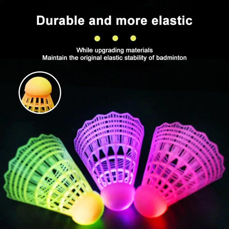 3pcs LED Light-up Badminton Balls Plastic Badminton Shuttlecocks Kids Training High Elasticity badminton shuttlecock badminton ball