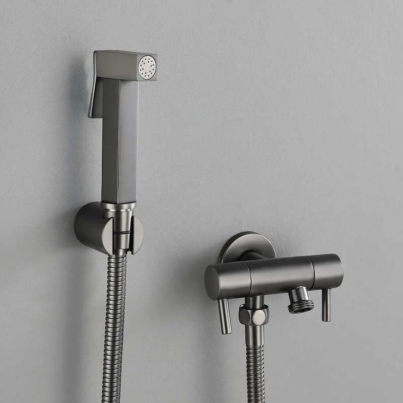 

Gun Grey Portable Bidet Faucet Sprayer Brass Toilet faucet Shattaf Valve Jet Set hygienic shower enema