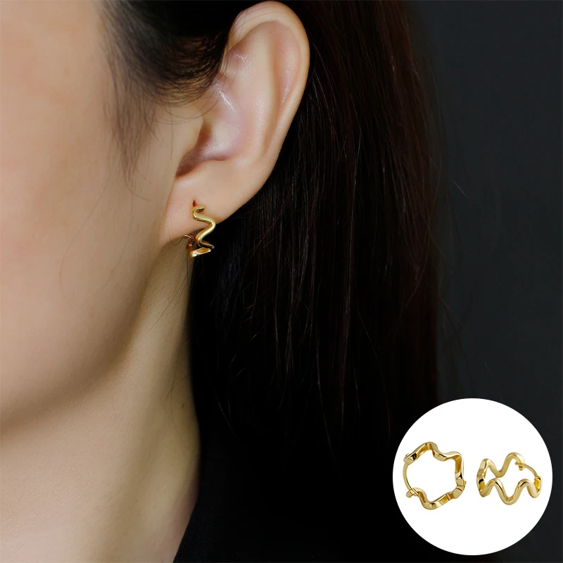

100% 925 Sterling Silver Irregular Earring for Women Girl Fashion Wave Geometric Design Jewelry Birthday Gift Dropshipping