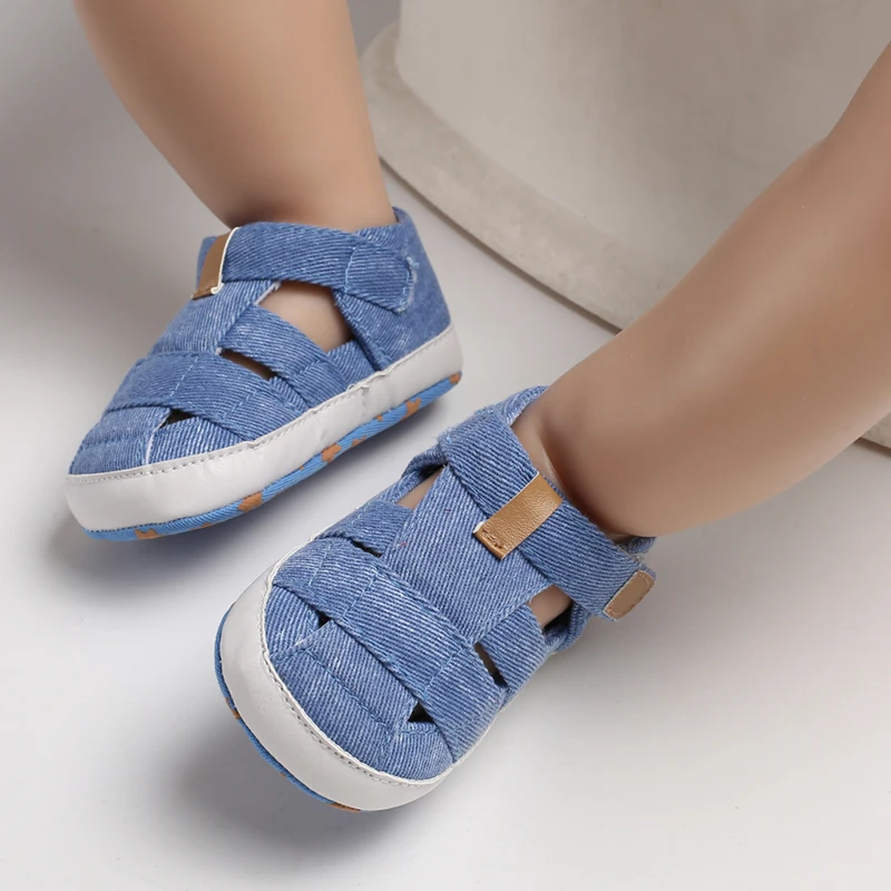 Summer Newborn Baby Fashion Soft Crib Shoes First Walker Anti Slip Sandals Shoes Boy Girl Prewalker Canvas Casual 0-18M