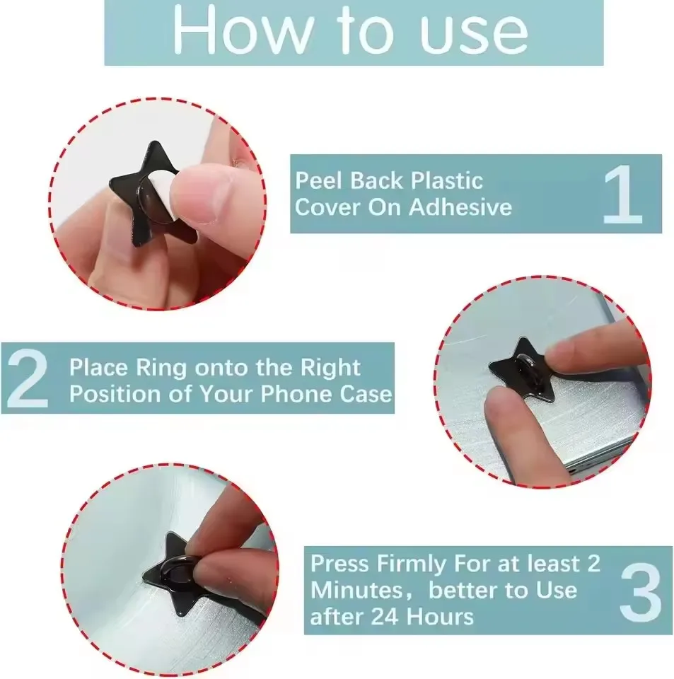 Versatile Metal Phone Charm Hook & Finger Ring Stand with Adhesive Grip