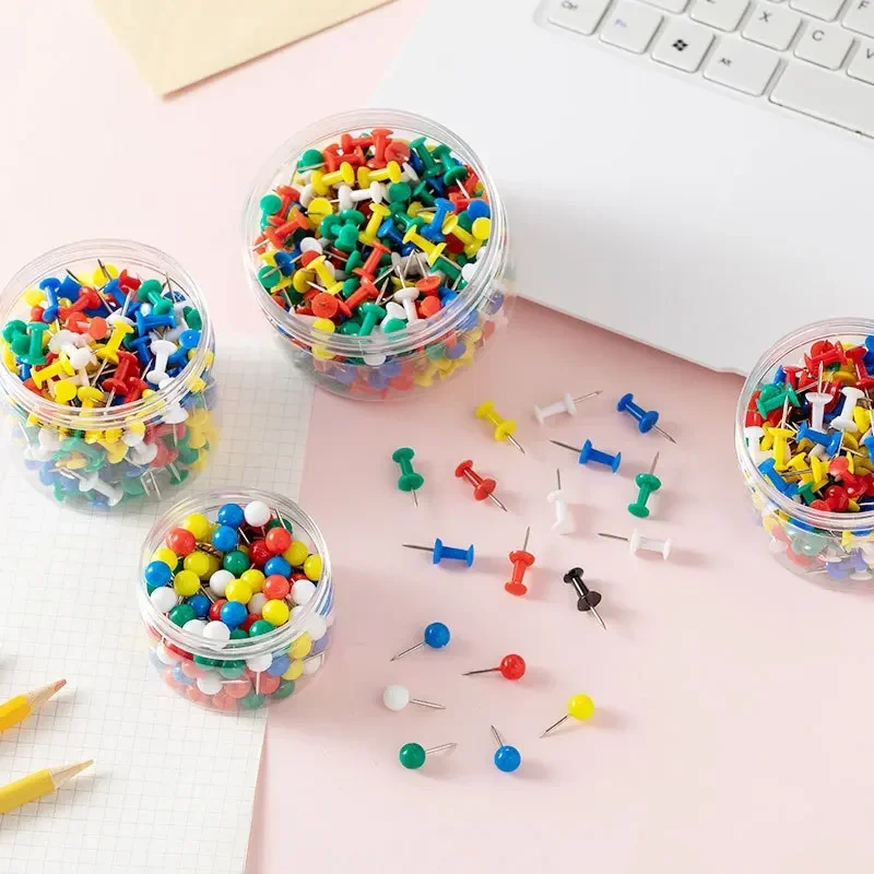 100Pcs Push Pins Thumb Tacks for Bulletin Board Stick Pins Cork Board Wall Hangings Office Color Pins for Desk Organization push pins