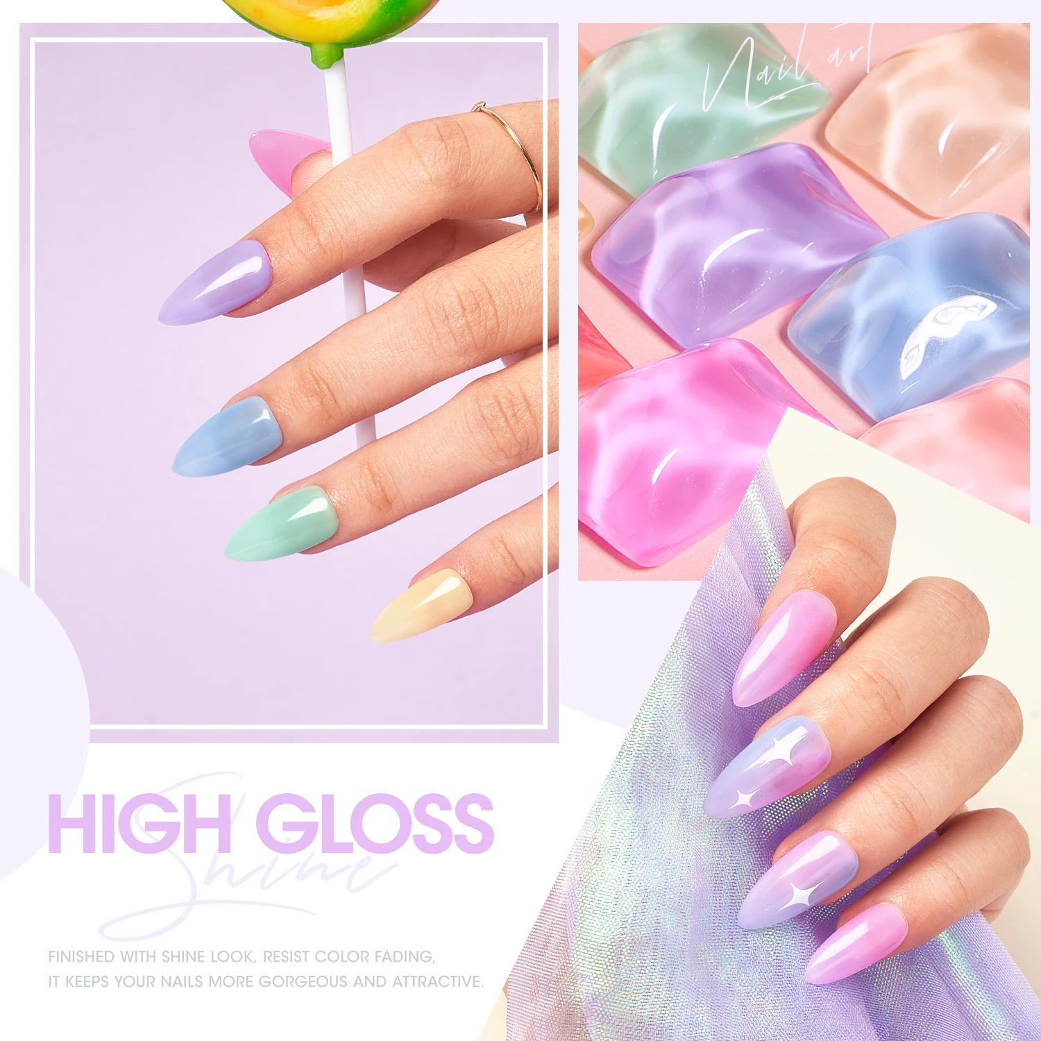 Gel Nail Polish Kit with 6 Colors and Portable UV Lamp