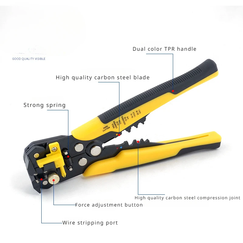 

Adjustable Automatic Wire Stripper Crimper Cable Cutter Multifunctional Stripping Crimping Pliers Terminal Hand Tool