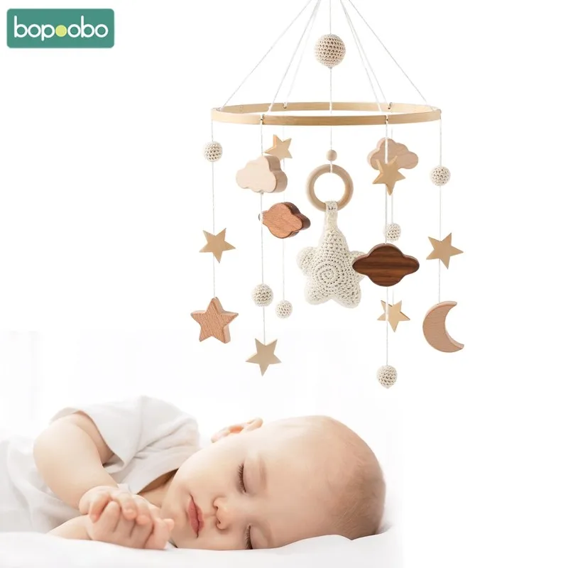 BabyRattlesToys012MonthsforBabyNewbornCribBedWoodBell