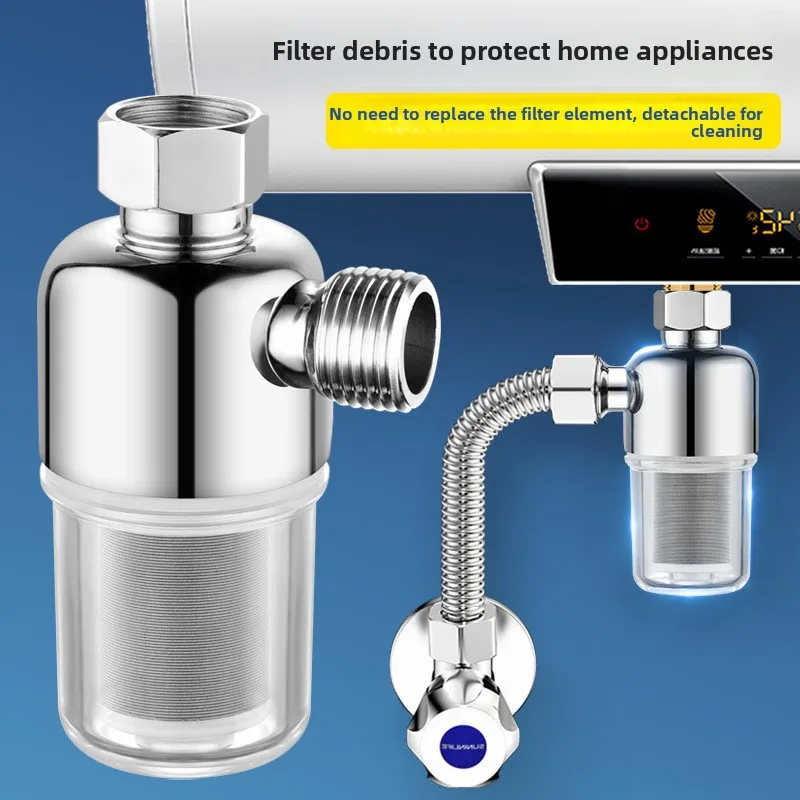 Universal Stainless Steel Pre-filter for Electric Water Heaters - Suitable for Showers, Kitchens, and Bathrooms