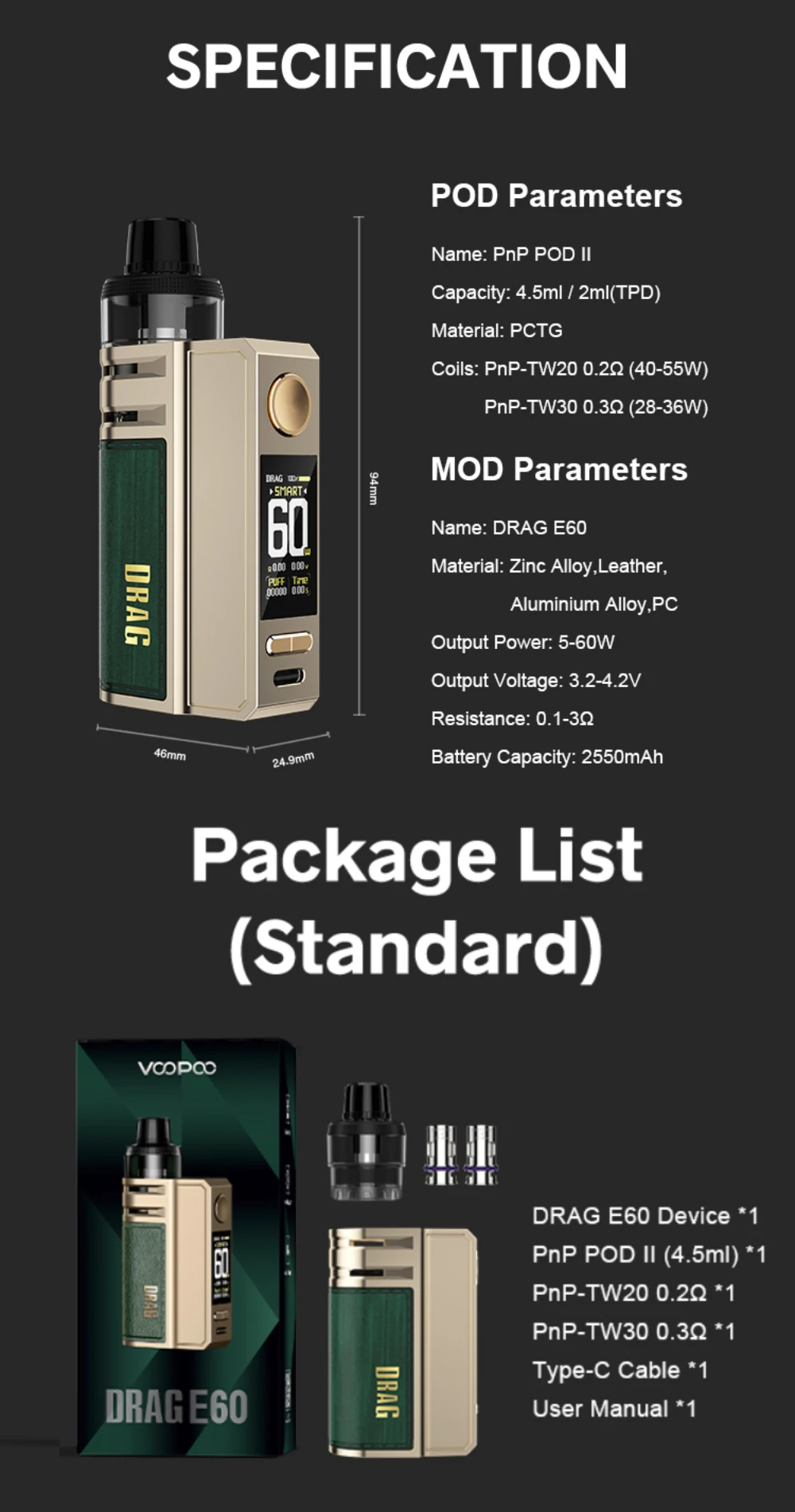 VooPoo Drag E60 Kit | ManchesterVapeMan