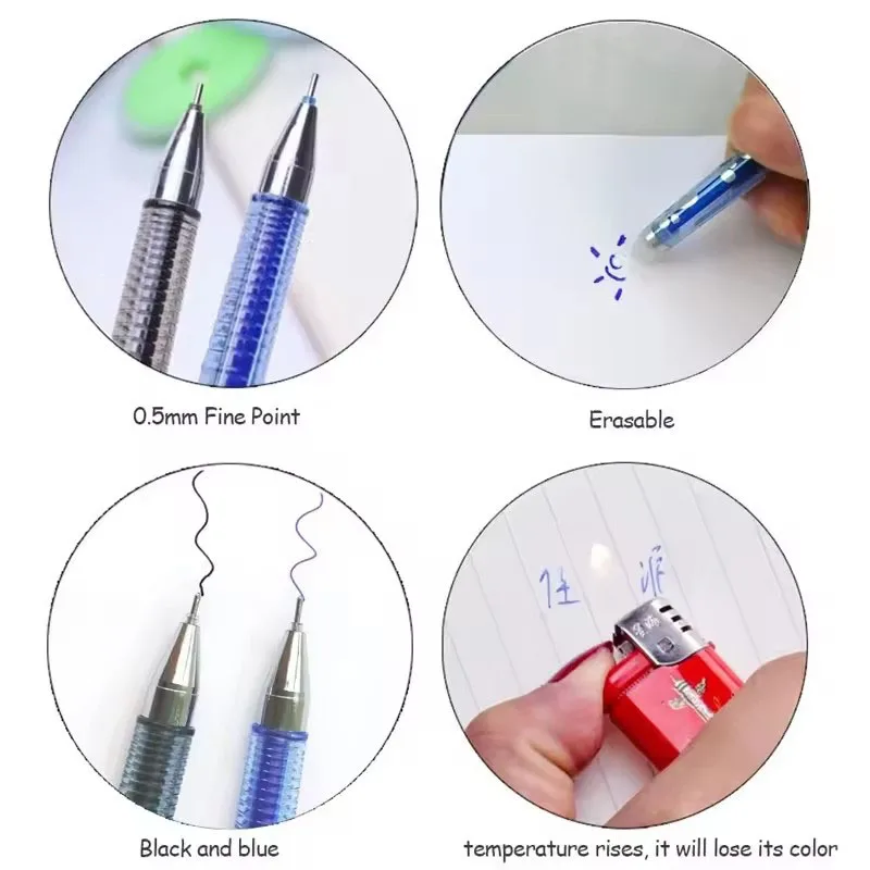 26pcs Erasable Gel Pen Set Tip of 0.5mm Black/Blue/Red Ink Pen Office Accessories Korean Stationery Cheap Kawaii Stationery