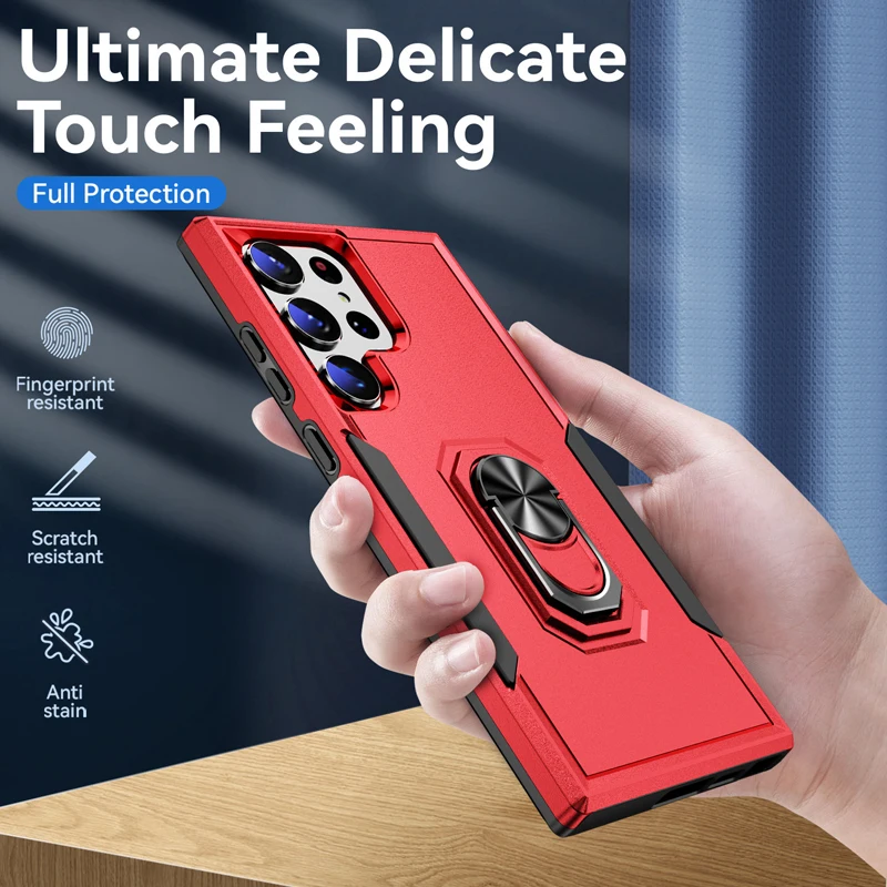 Bananq Metal Ring Stand Case Samsung S24 S23 S22 S21 Ultra S10 Plus S20 FE Cover For Galaxy A14 4G A54 5G A04S A05S A15_voghion.com