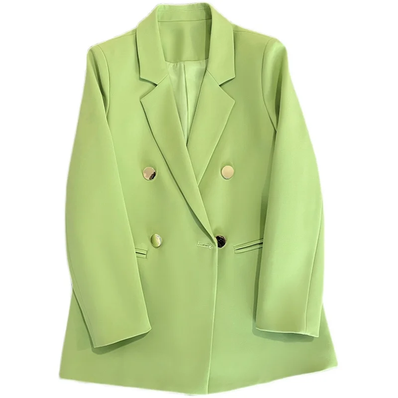 

Green Suit Coat Women New British Style Design Feeling Double-breasted Suit In Spring and Autumn Blazer Women Clothing