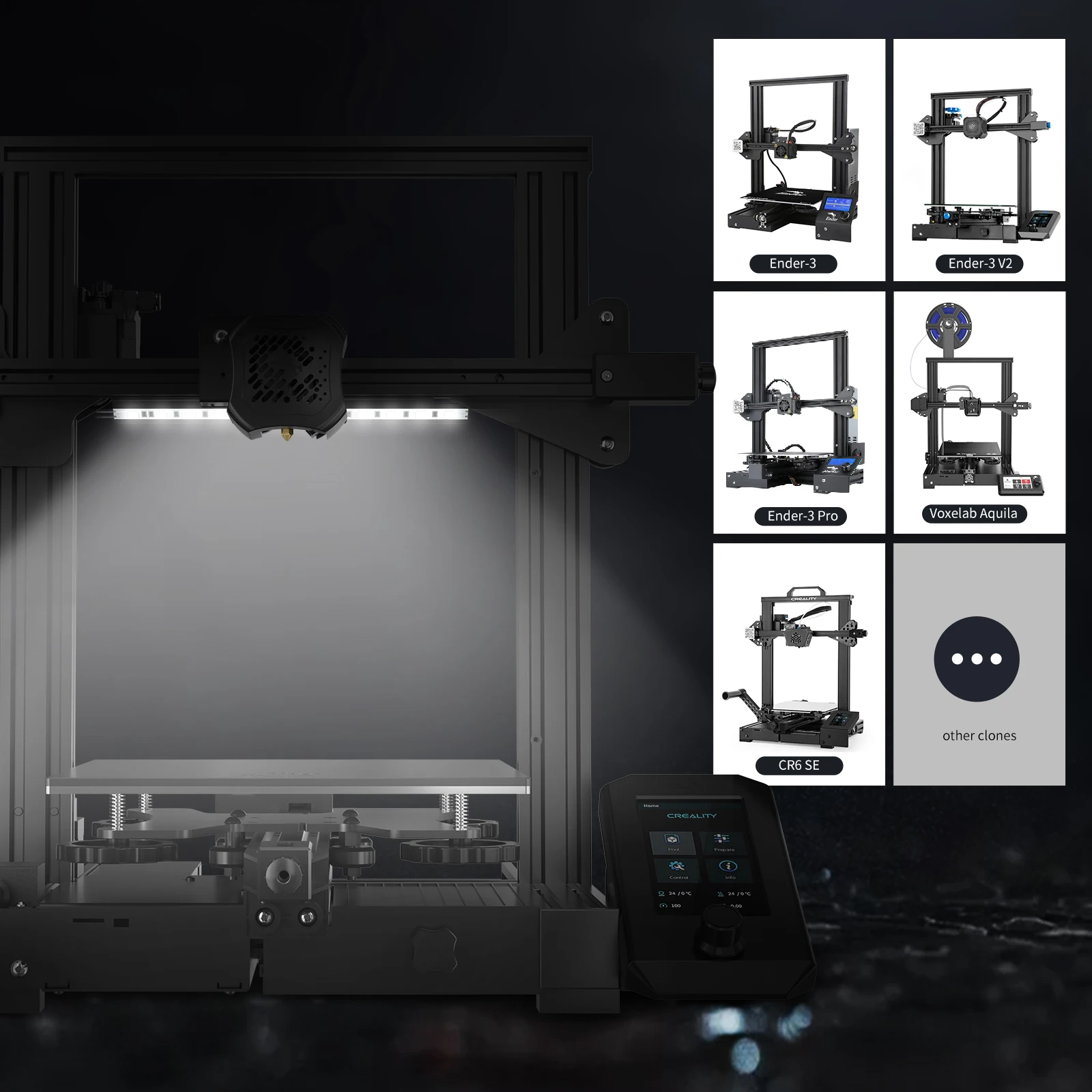 

Комплект световой панели для 3D-принтера 24 В/2 Вт, запчасти для 3D-принтера Ender 3 3pro CR6 SE KP5L, легкая сборка
