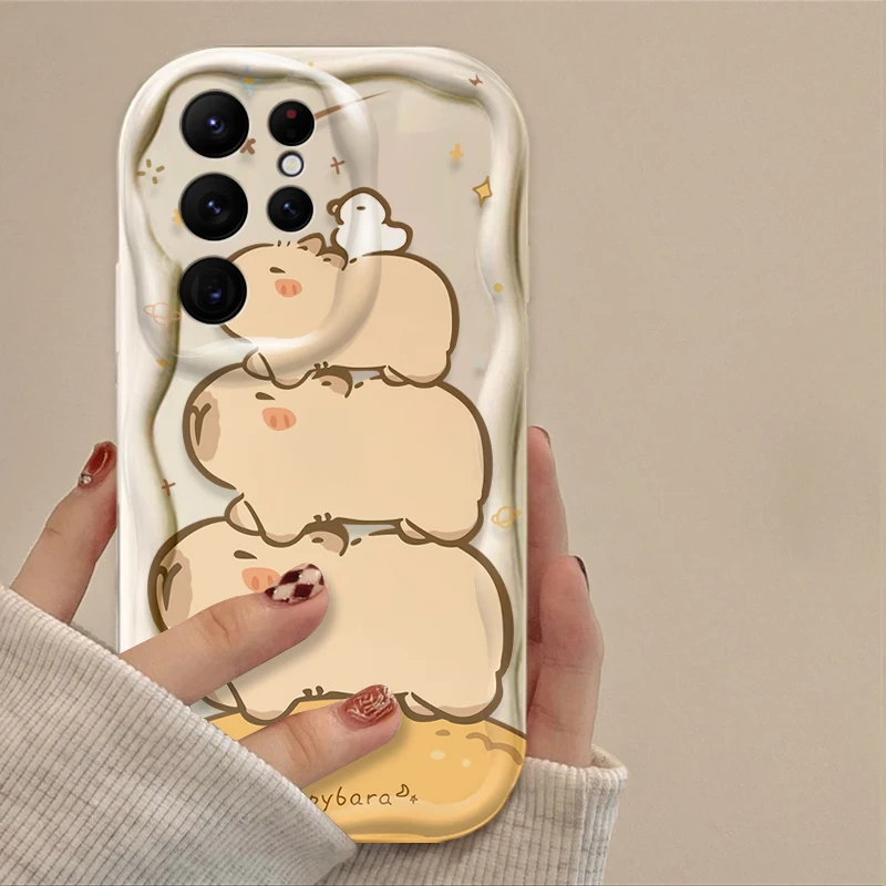 Charming Cartoon Capybara Wave Phone Case