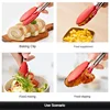 Silicone BBQ Grilling Tong Kitchen Cooking Salad Bread Serving Tong Non-Stick Barbecue Clip Clamp Stainless Steel Tools Gadgets 4