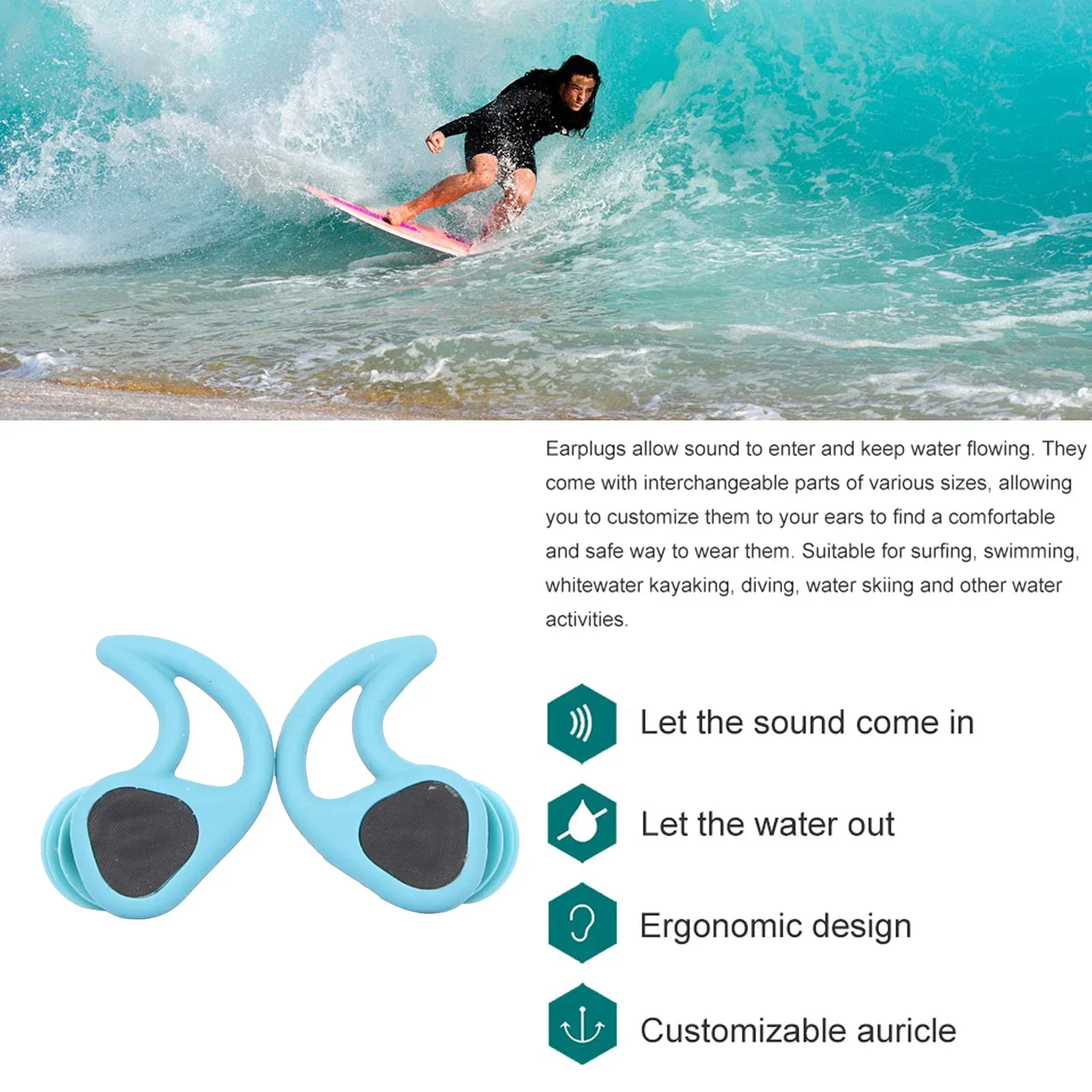 Tapones de silicona suave para los oídos, impermeables, para buceo, agua, Surf, natación, juego de esnórquel táctil