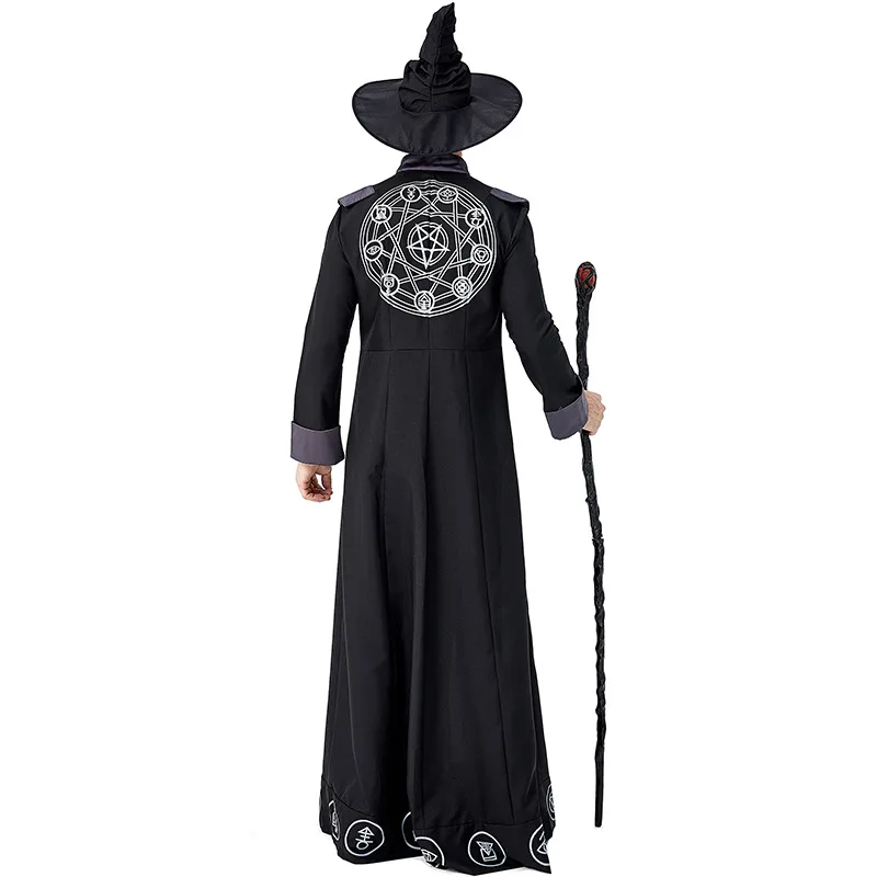 Adult Magic Wizard Sorcerer Warlock Costume Magician Cosplay for Men Halloween Purim Party Costumes Fancy Dress
