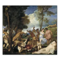 Tiziano Vecellio "Bacchanal Of The Andrians" ผ้าใบศิลปะภาพวาดสีน้ํามันงานศิลปะภาพโปสเตอร์ Wall Decor ตกแต่งบ้าน 4