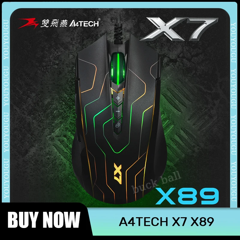 Игровая мышь A4tech X7 X89, проводная легкая геймерская мышь PAW3212 2400DPI RGB светильник Macros Office E-Sport CSOL, игровая мышь для ноутбука, ПК, подарок