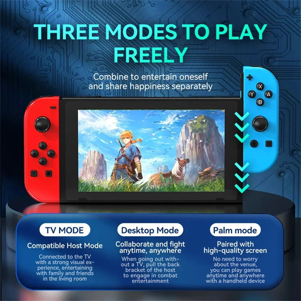 Game Controller BT 5.2 RGB LED Switch L/R Joypad Nintendo Switch/Lite/Oled JoyCon Dual Vibration