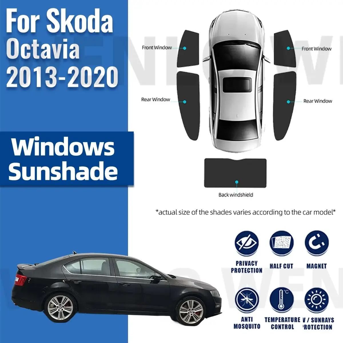 

For Skoda Octavia 5E Sedan 2013-2020 Magnetic Car Sunshade Visor Front Rear Windshield Frame Curtain Side Window Sun Shade