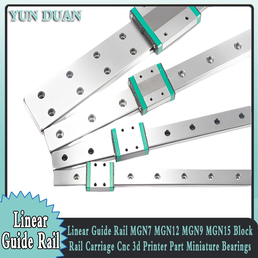 คู่มือเชิงเส้น MGN7 MGN9 MGN12 MGN15 Mini แบริ่ง 1 ชิ้น MGN คู่มือเชิงเส้น + 1 ชิ้น MGN Slider Linear Rail Router 100-600 มิลลิเมตร 1