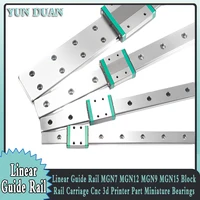 คู่มือเชิงเส้น MGN7 MGN9 MGN12 MGN15 Mini แบริ่ง 1 ชิ้น MGN คู่มือเชิงเส้น + 1 ชิ้น MGN Slider Linear Rail Router 100-600 มิลลิเมตร 1