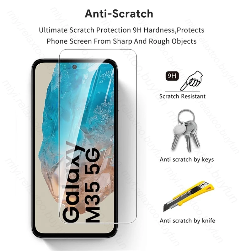 Screen Protector SamsungM35 Case 2PCS Protect Glass Screen Protector for Samsung M35 5G A 25 M 15 35 55 M15 M55 A15 A25 A35 A55