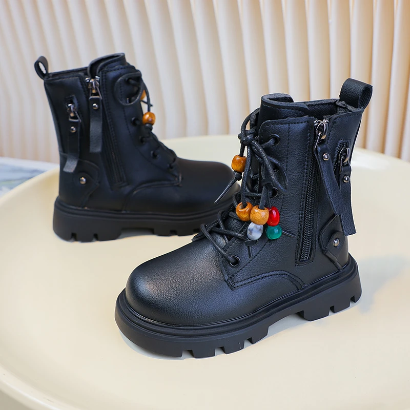 Girls Winter Ankle Boots Soft Sole Breathable Beaded Kids Boots