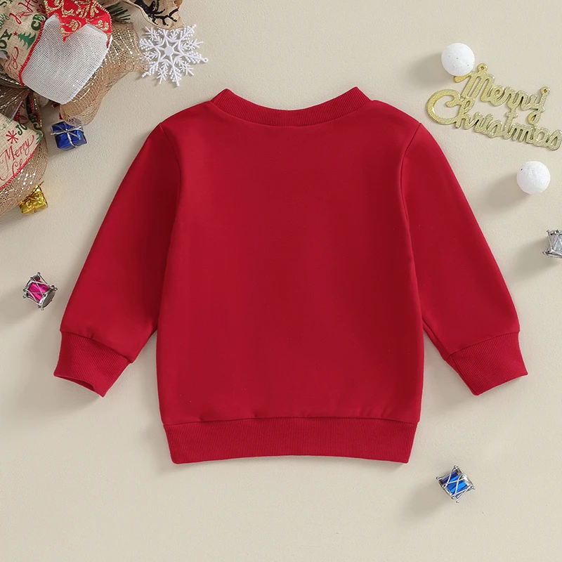 Girls Christmas Casual Sweatshirts Long Sleeve Crewneck Letter Print Loose Fit Pullover Sweatshirts Tops Xmas Clothing Outfits