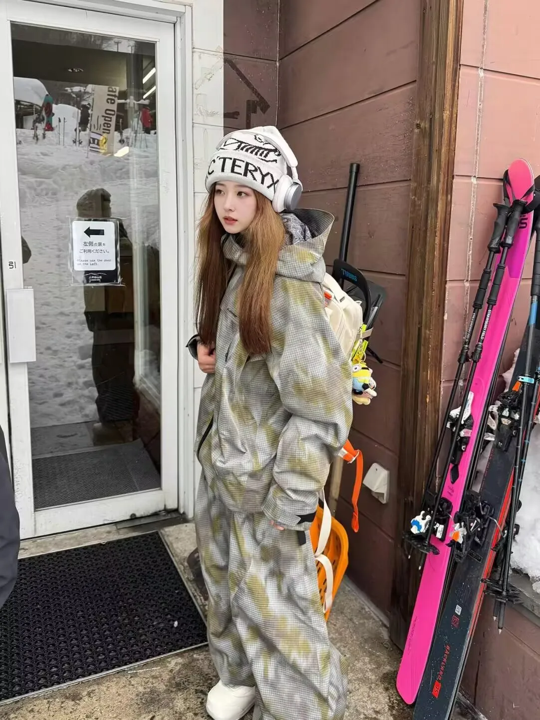 남녀공용 위장 스키 재킷, 스키 바지, 따뜻하고 방풍 기능이 있는 후드 겨울 작업복, 방수