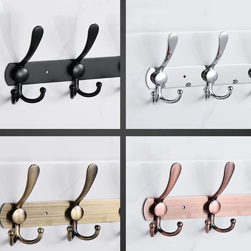 Stainless Steel Wall-mounted Bathroom Hook Rack Towel Clothes Coat Hat Holder Hallway Bedroom Kitchen Storage Rack 5 Hooks