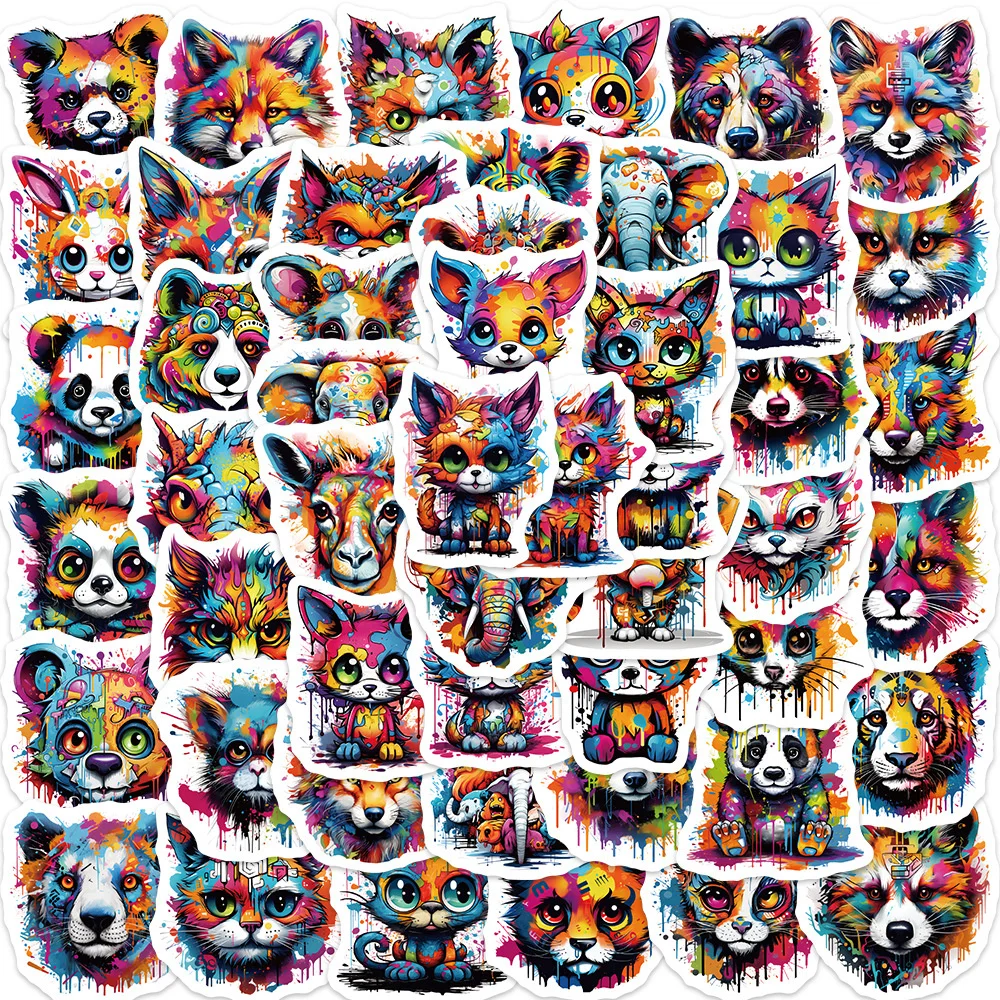 50pcs Cartoon Colorful Graffiti Animal Stickers For Phone Case Stationery  Aesthetic Craft Supplies Sticker Scrapbooking Material - AliExpress