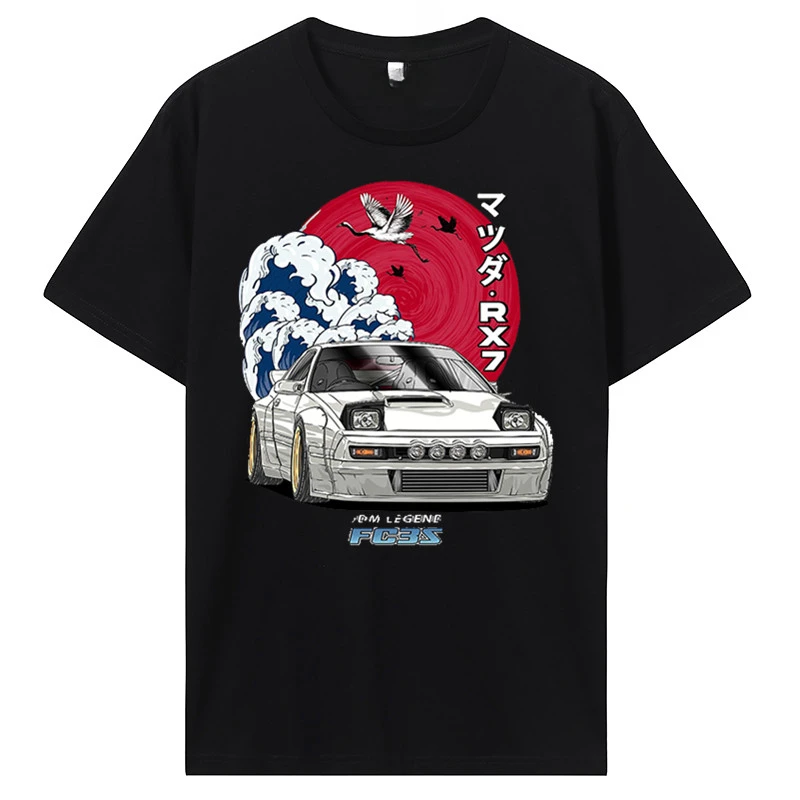 

/Мужская Уличная одежда для JDM, топы, футболка оверсайз из 100% хлопка, футболка с рисунком инициала D и аниме