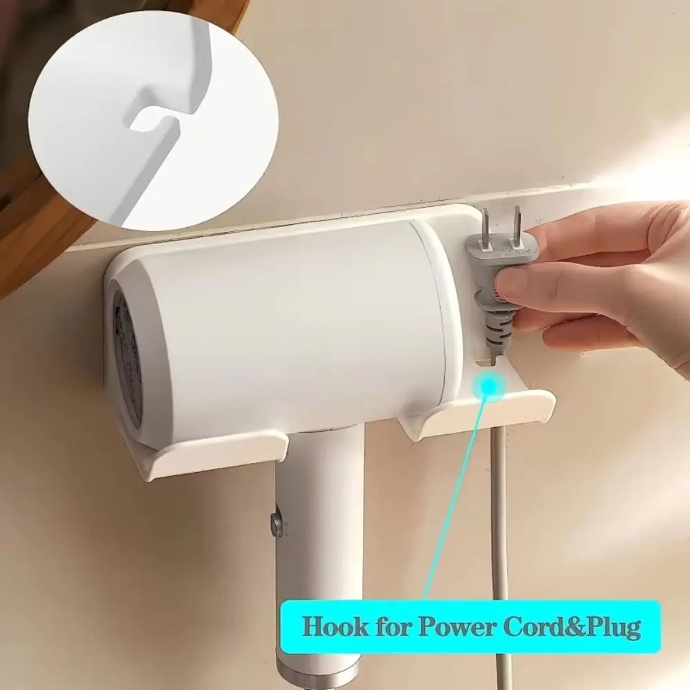 Wall Mounted Plastic Hair Dryer Holder Rack for Bathroom Storage