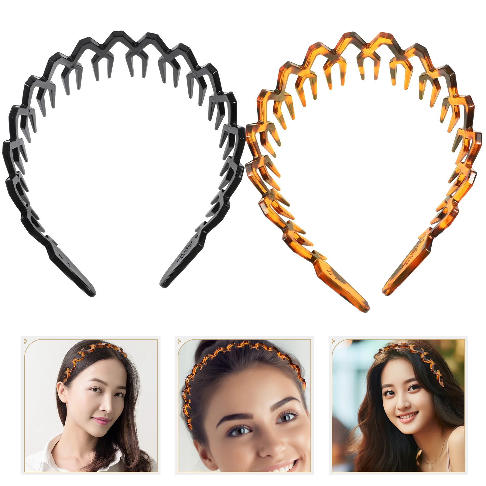 

2pcs Womens Headbands Teeth Comb Headbands Face Wash Hair Bands Plastic Hair Band Spa Headbands