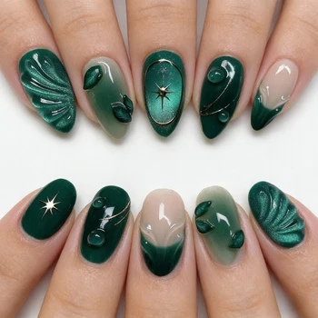 Green Press Nails 1