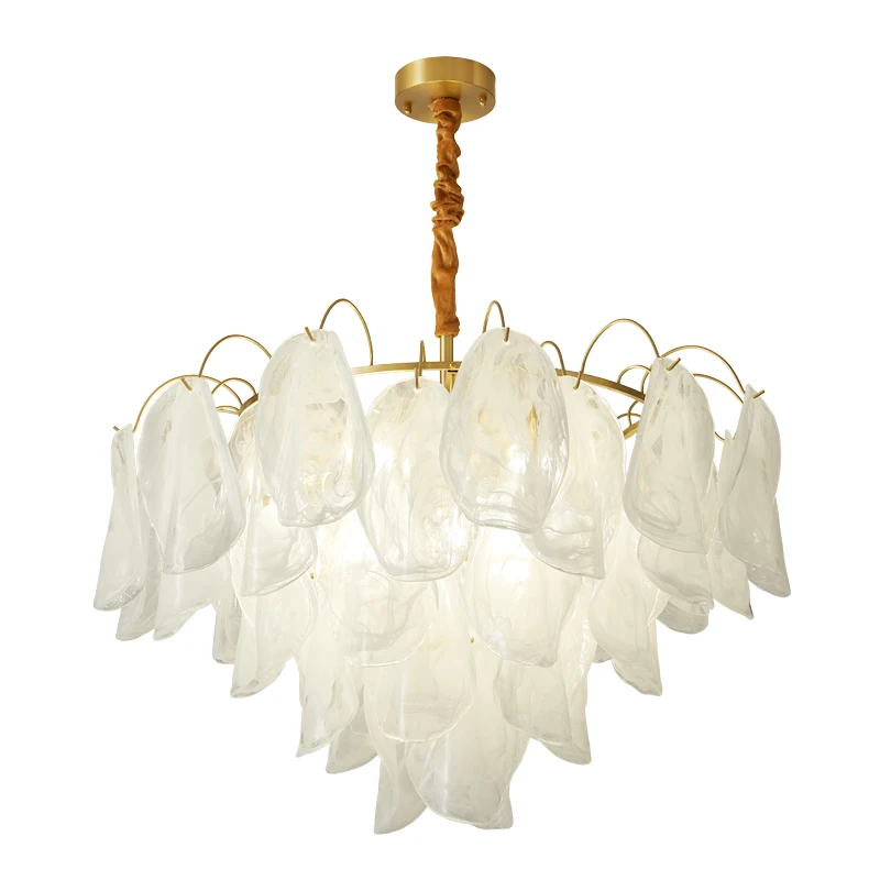 

French light luxury living room chandelier modern creative feather glass cream wind master bedroom dining room full copper atmos