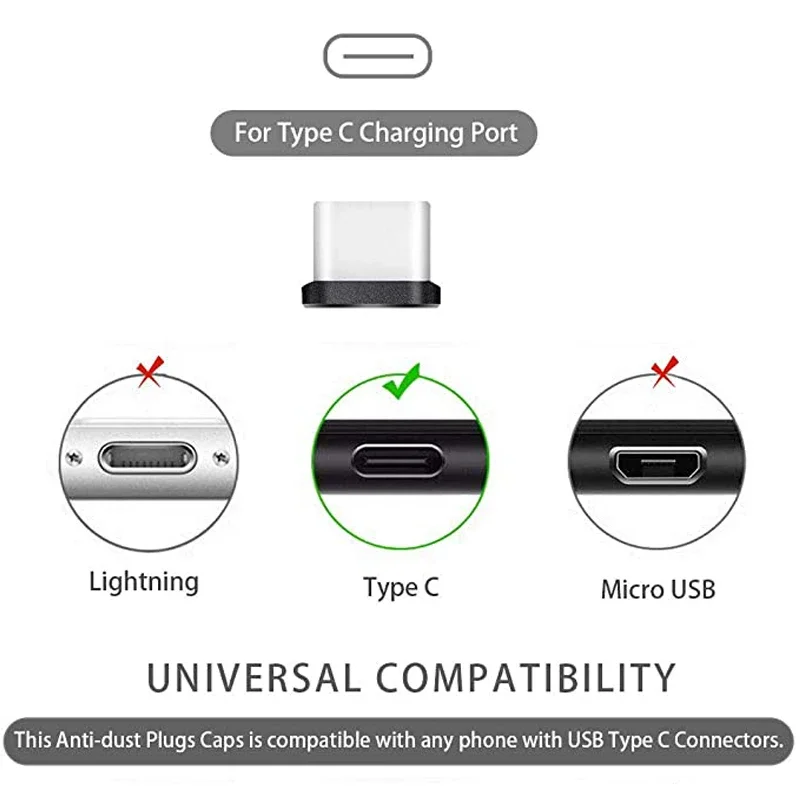 USB-C Dust Plug Set with Cleaning Brush – Anti-Dust Charging Port Covers (4-Pack)