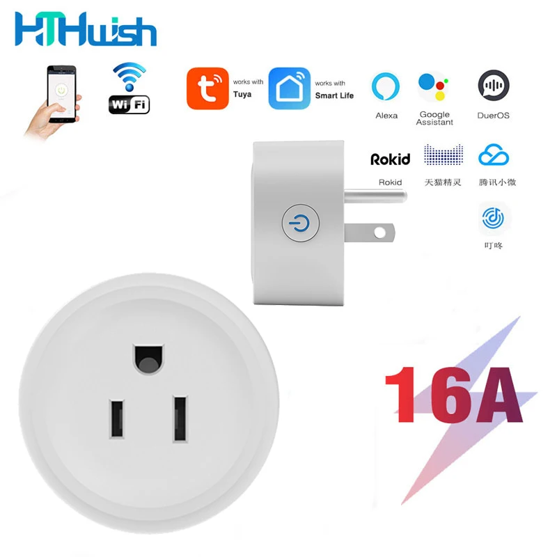 

US Smart Socket 16A WiFi Smart Plug Tuya Outlet Power Monitoring Plug 10A Timing Function Voice Control Via Alexa Google Home
