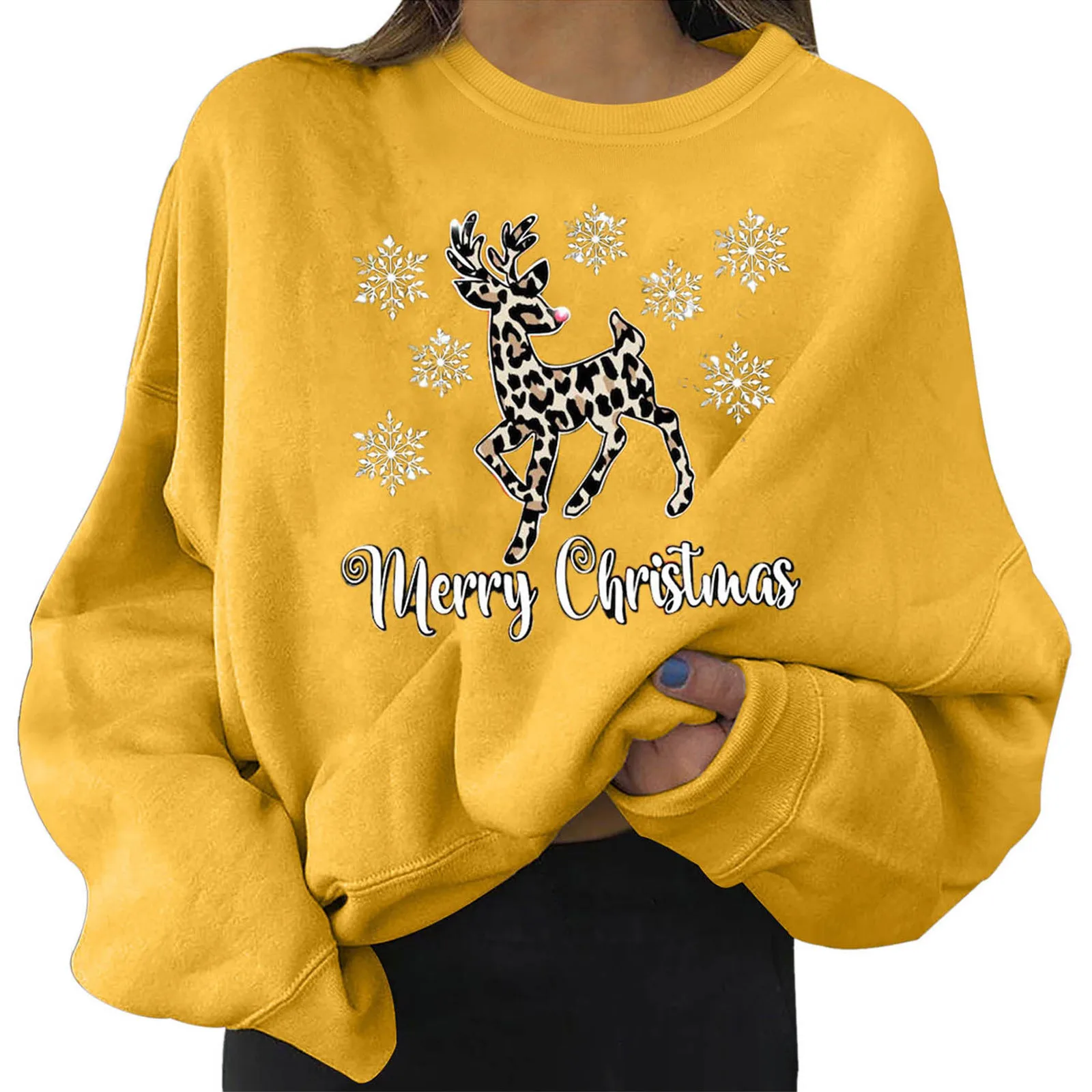 

Perfectly Imperfect Sweatshirts Women Women Loose Christmas O-Neck Print Long Sleeves Pullover Blouses Easy Top Apparel Shirt