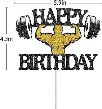 Personalized Weight Lifting Cake Topper Man Silhouette Weightlifter Party Happy Birthday Cake Decoration