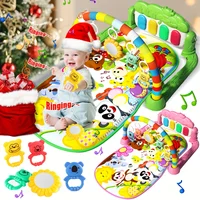 Baby Gym Play Mat with Music Pedal Piano Light Toy Rack Hanging Doll Educational Fitness Rack Toy Xmas Gift for Infants Toddlers 1