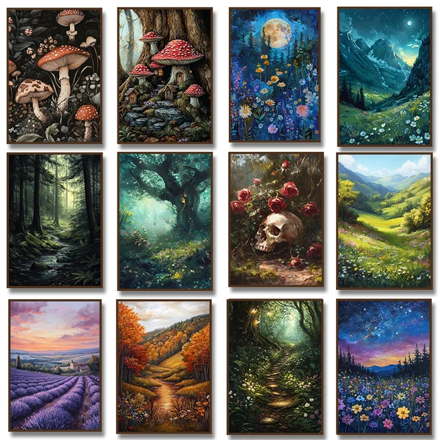 Rustic Wildflower Landscape Poster 1