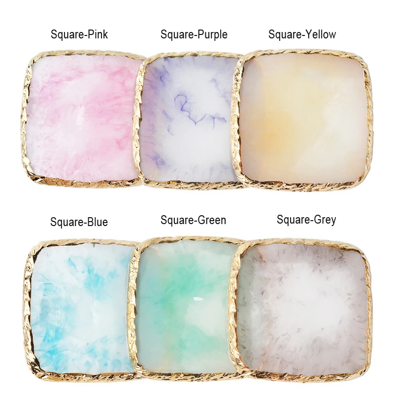 Natural Resin Stone Luxury Nail Art Palette Mix Color Drawing Pallet Gel Polish Display False Nail Tips Shelf DIY Manicure Tools 6