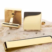 1 Set Men's Cufflinks & Tie Clips Set Silver Gold Color Cufflinks For Mens Shirt Cuffs Cufflink Father's Day Gift 5