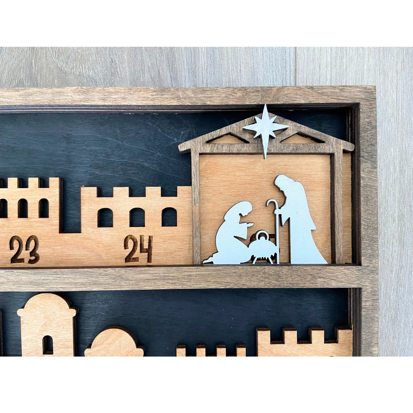 Wooden Nativity Advent Calendar Christmas Countdown Sign Jesus Religious Holiday Decor Christ Centered Christmas Decoration