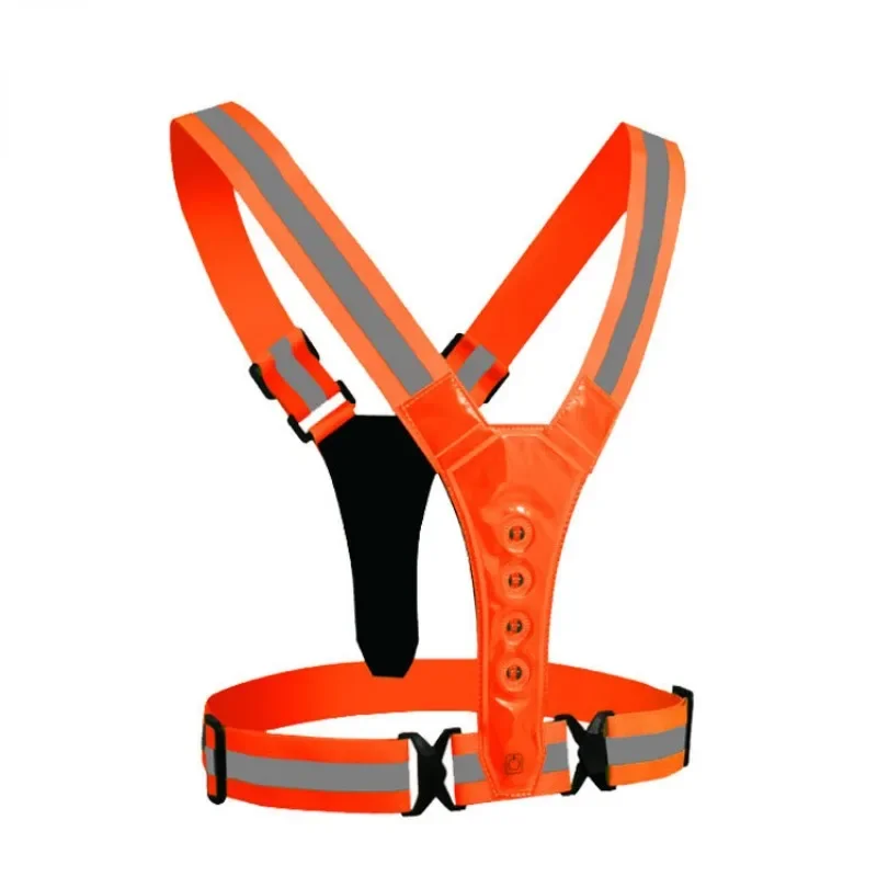 Motorcycle Motocross Reflective Vest Clothing Adjustable Safety Elasticity Clothing Night Cycling LED Lights